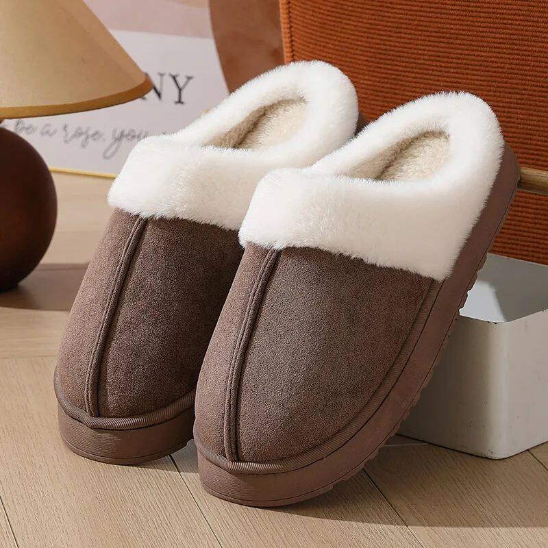 Women's plush slippers winter outdoor, thick sole non-slip f