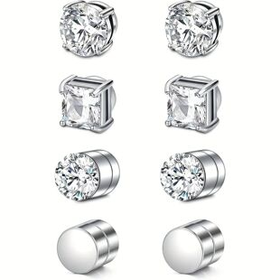 1 Pairs Crystal Strong Magnetic Ear Stud Clip Earrings for M