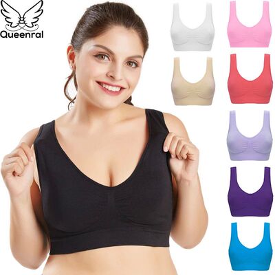 Queenral Plus Size Bras For Women Seamless Bra With Pads Big