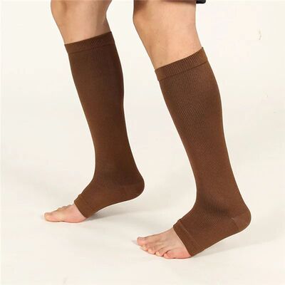 2Pcs/Pack Compression Stockings Knee High Open Toe Support S