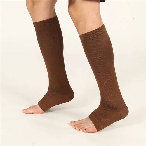 2Pcs/Pack Compression Stockings Knee High Open Toe Support S