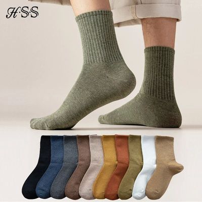 5/10 Pairs 95% Combed Cotton Socks Men Business Dress Long S
