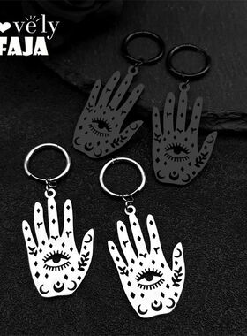 Hamsa Hand Evil Eye Hollow Dangle Earring For Women Men Stai