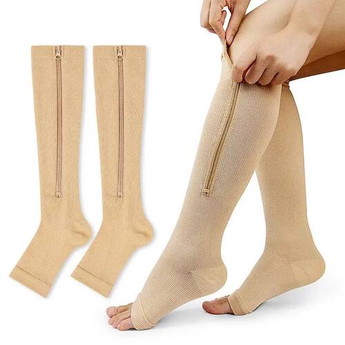 Zipper Compression Open Toe 15-20 MmHg Stockings for Men and