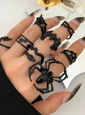 Spider Skull Ring Bat Gothic Rings for Women Halloween Punk