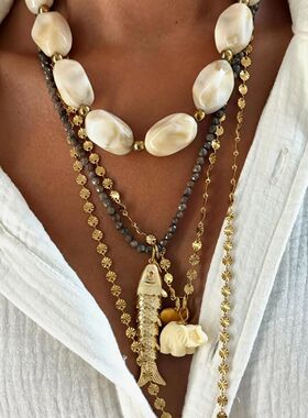 Bohemian vacation style stainless steel round link chain sma