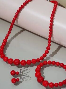 Fashion Personality Red Turquoises Chain Necklaces Big Small