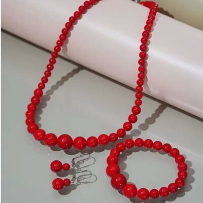 Fashion Personality Red Turquoises Chain Necklaces Big Small