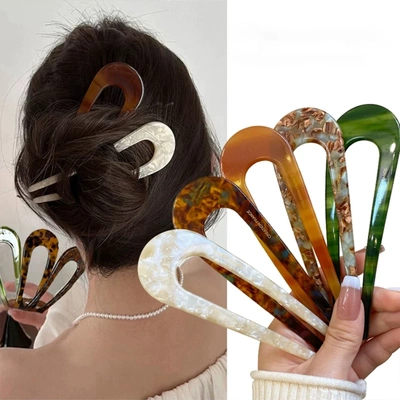 French Styles Hair Forks Hair Sticks Acetic Acid U-Shape Hai
