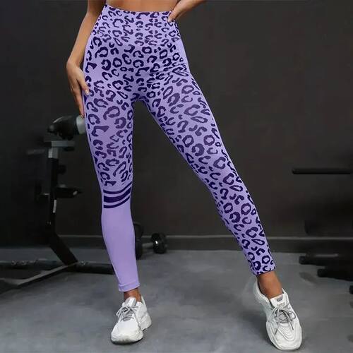 Yoga 9 Minute Pants High Waist Belly Stretch Tights Leopard