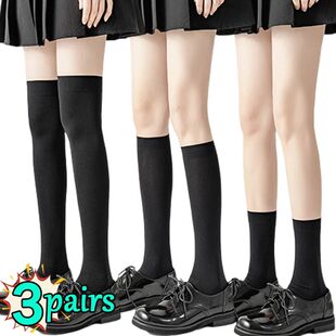 1/3pairs Lolita Preppy Nylon Women Stockings Cute JK Black W