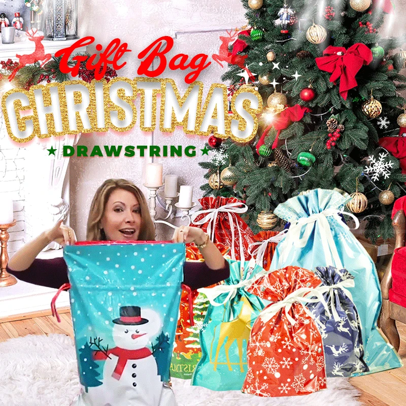 15 Pcs Navidad Gift Wrapping Drawstring Merry Christmas Sant