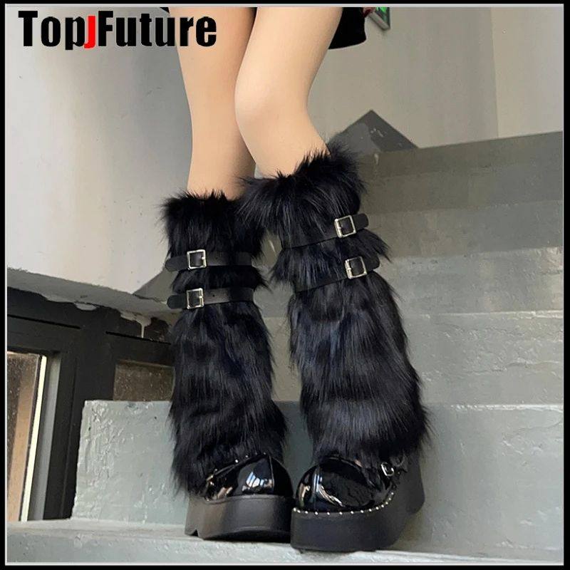 Women Spice Girl Punk Black furry gothic Lolita furry Leg Wa,女士内衣/男士内衣/家居服,长筒袜,淘宝优惠券,粉丝福利购,淘宝优惠卷