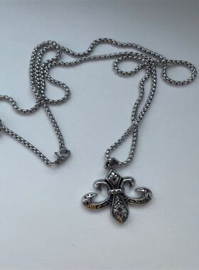 Vintage Cross Pendant Necklace Unisex Versatile Simple Long