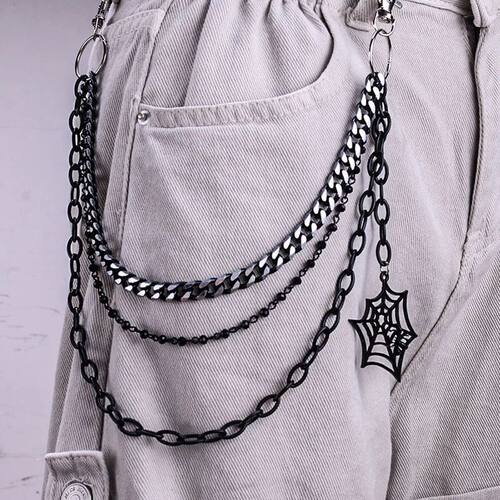 Halloween Gifts keychainPunk Black Metal Pants Chain Hip Hop