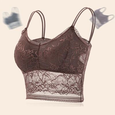 New Women Lace Tank Top Sexy Hollow Out Camisole Padded Crop