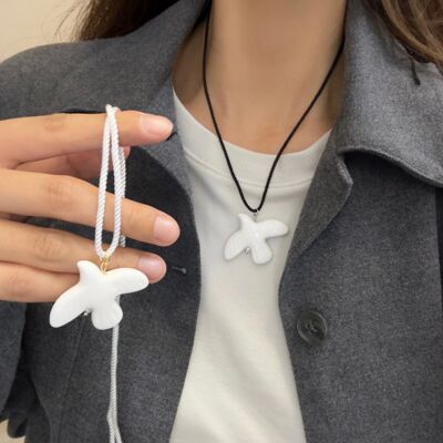 Fashion White Peace Dove Necklace For Women Vintage Geometri