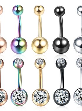 1PC 14G Rhinestone Piercing Navel Surgical Steel Belly Butto