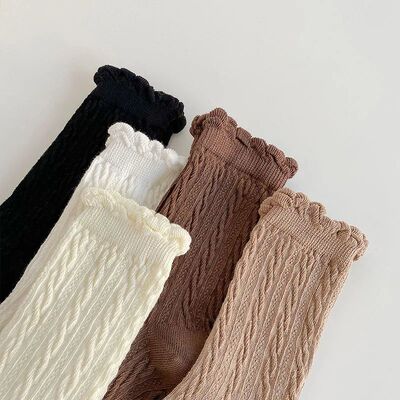 2 Pairs Socks For Woman Sexy Soft Lace Spring Solid Color St