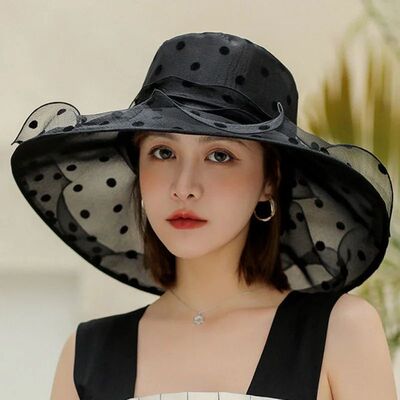 New Ladies Elegant Flower Church Hats Summer Large Wide Brim