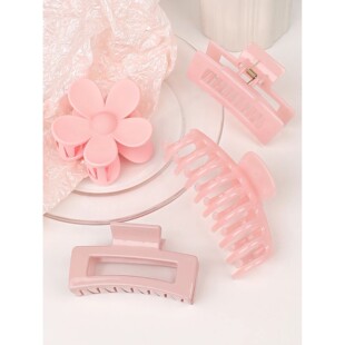 4Pcs Pink Colors Hair Claw Clips Accessories with Multi-Styl