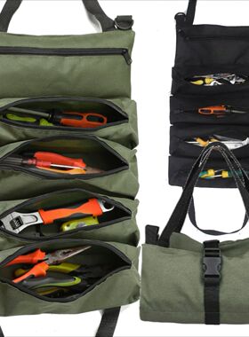Heavy-Duty Roll-Up Tool Bag - Fabric Multi-Tool Organizer Al