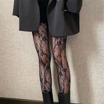 Women Rattan Sexy Stockings Club Party Anti-Snagging Flowers