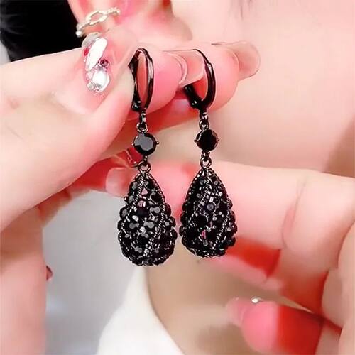 Simple Design Water Drop Shape Rhinestones Earrings for Wome