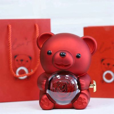 Valentine's Day Gift  Rose  Bear with Stainless Steel  Neckl
