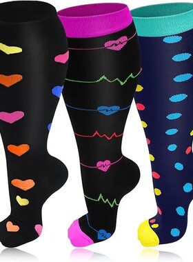 Compression Socks for Women Men 20-30 mmHg Wide Calf Extra L