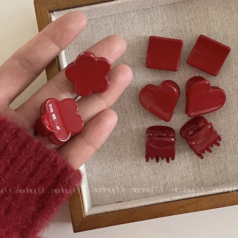 Red hair clip women's side banger clip small mini duckbill c