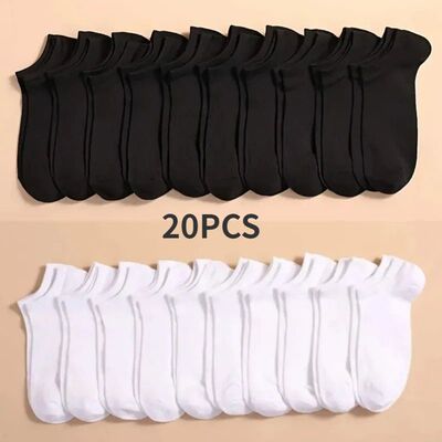 Unisex 10 Pairs Solid Socks Soft Lightweight Low Cut Ankle S