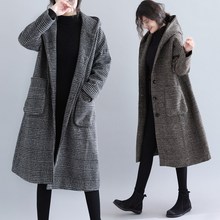 大码女装胖妹妹mm减龄格纹女大衣1