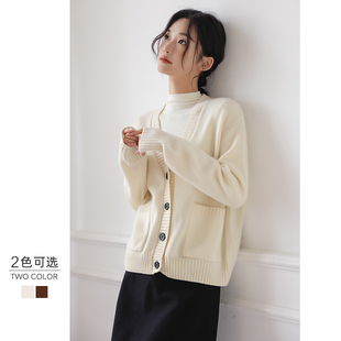 v领开衫 外套 毛衣女2025秋冬新款 宽松慵懒风显瘦高级感加厚针织衫