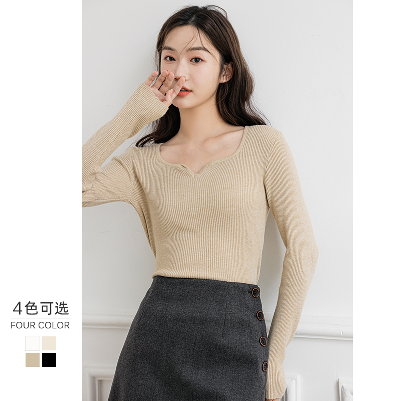 v领毛针织打底衫春秋季