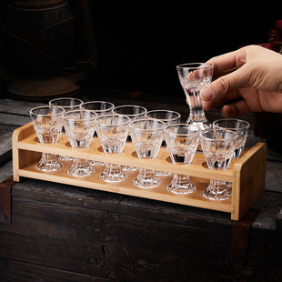 家用白酒杯玻璃分酒器杯架套装小酒杯小号烈酒杯子弹杯酒盅一口杯
