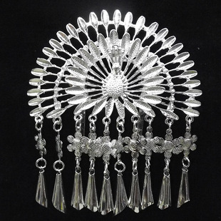 少数民族风头饰孔雀开屏发钗瑶族土家族侗族苗银头饰舞台服装配饰