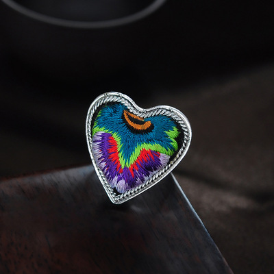 指环戒指兰蝶饰品刺绣苗银戒指