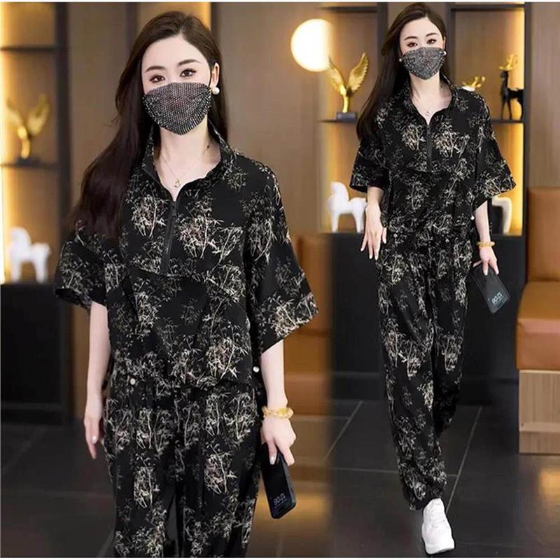点击率轻奢女装夏新款时尚套装显瘦休闲短袖衬衫哈伦裤宽松两件套