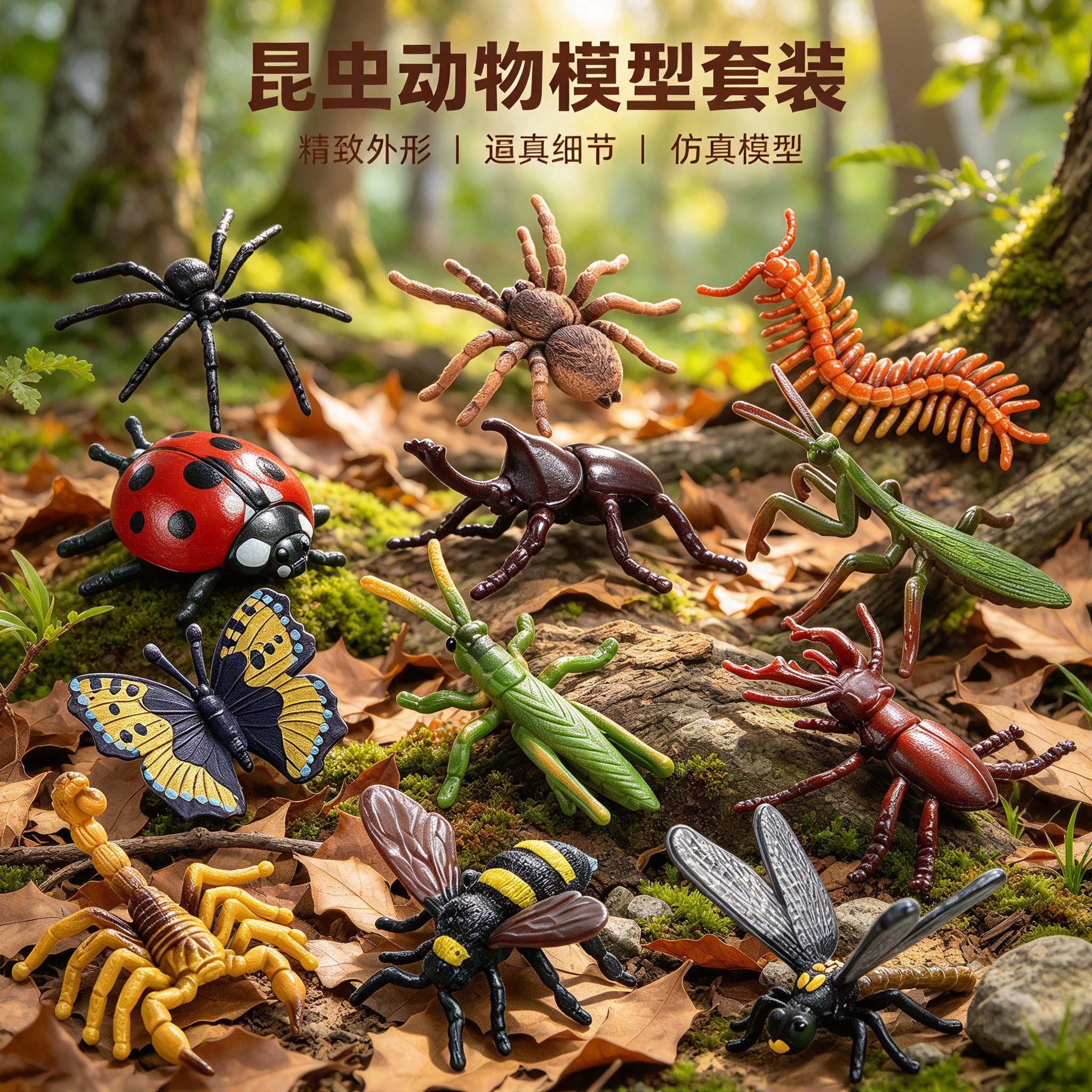 儿童认知仿真昆虫沙盘野生动物模型恐龙玩具鸟类海洋场景迷你摆件