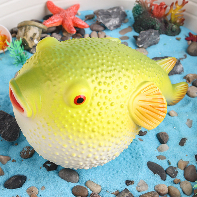 儿童认知仿真大号软胶河豚海洋生物动物模型刺豚乖鱼发泄解压玩具