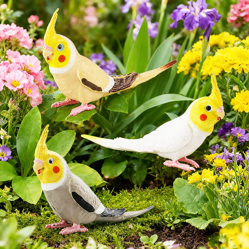 仿真野生动物模型玄凤鹦鹉飞禽鸟类实心儿童认知玩具家居摆件礼品