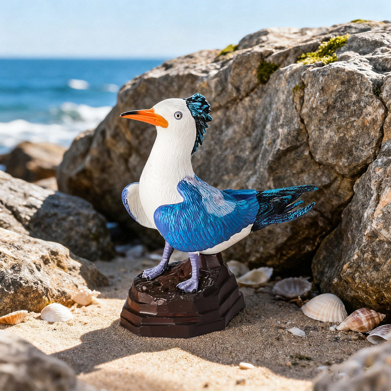 儿童玩具实心认知动物模型仿真黑嘴端凤头燕鸥鸟类鹦鹉孔雀摆件