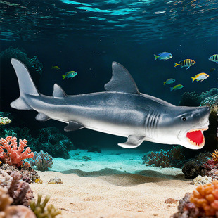 儿童玩具仿真海洋动物模型实心大白鲨虎鲨黑鳍鲨金枪鱼抹香鲸摆件