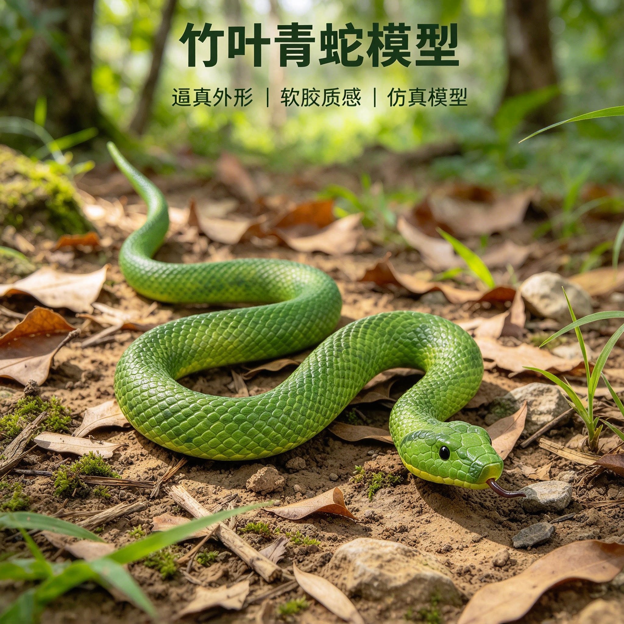 仿真TPR大号软胶竹叶青蟒蛇毒蛇刁竹青赤尾青动物模型万圣节玩具