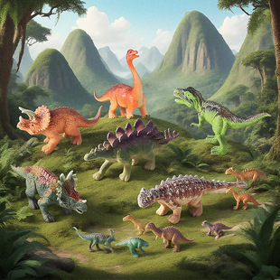 儿童实心迷你恐龙玩具模型仿真霸王龙棘背龙美甲龙三角龙腕龙造景