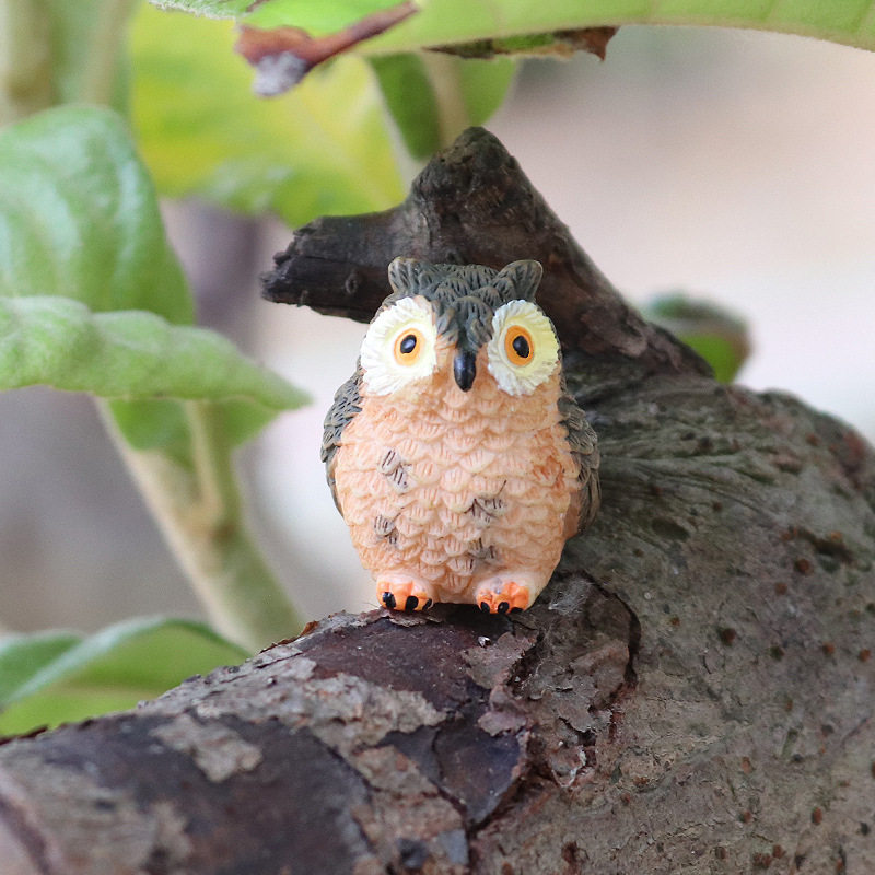 仿真实心露脚小猫头鹰鸟类动物模型蛋糕装饰盆栽摆件雕鹰动物玩具