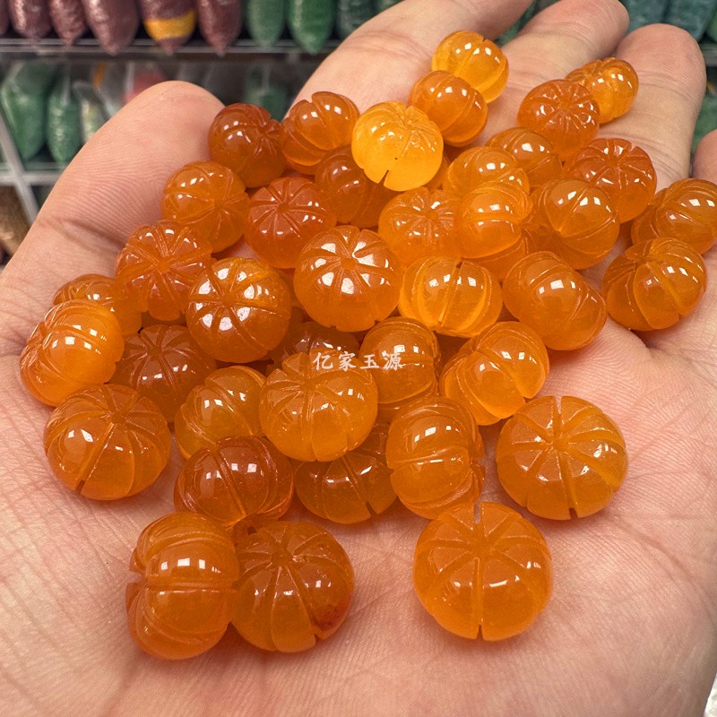 大号黄玉髓14mm南瓜珠diy文玩佛珠饰品配饰手链项链散珠材料