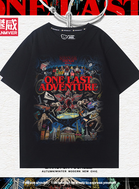 怪奇物语Stranger Things魔王周边短袖男女夏季美式百搭t恤衫潮流