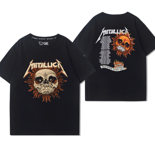 Metallica摇滚乐队男金属乐队周边T恤男女夏季纯棉百搭短袖衣服潮